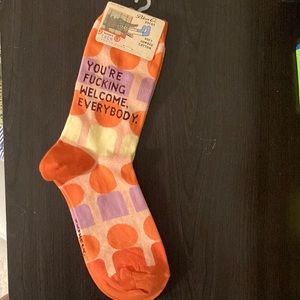 New with Tags! Womens Size 5-10 Graphic Crew Socks (Orange, Purple, and Yellow)